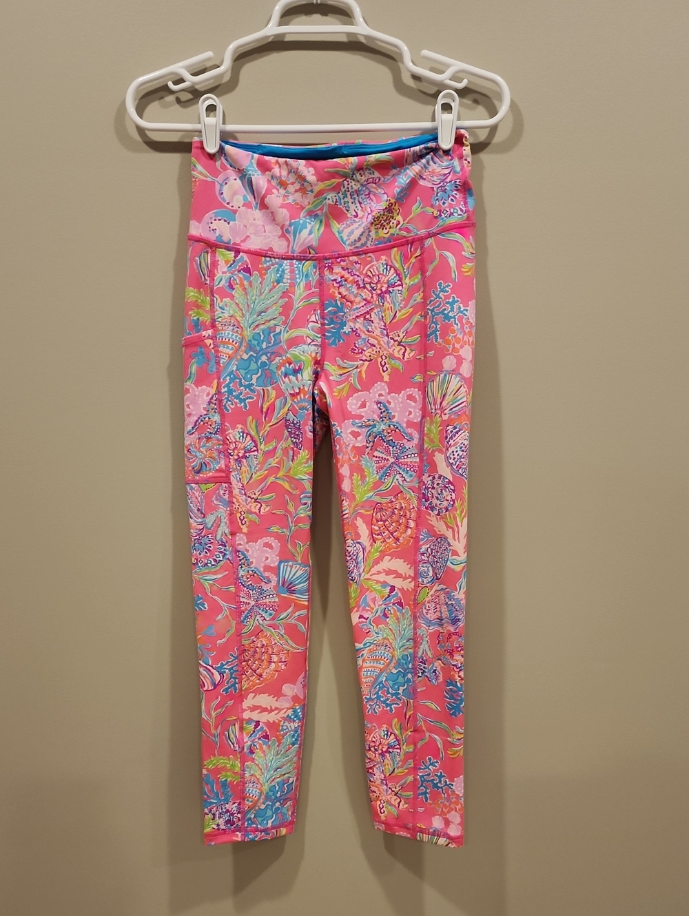 Lilly Pulitzer Pink Tropical Print Leggings, Size Small